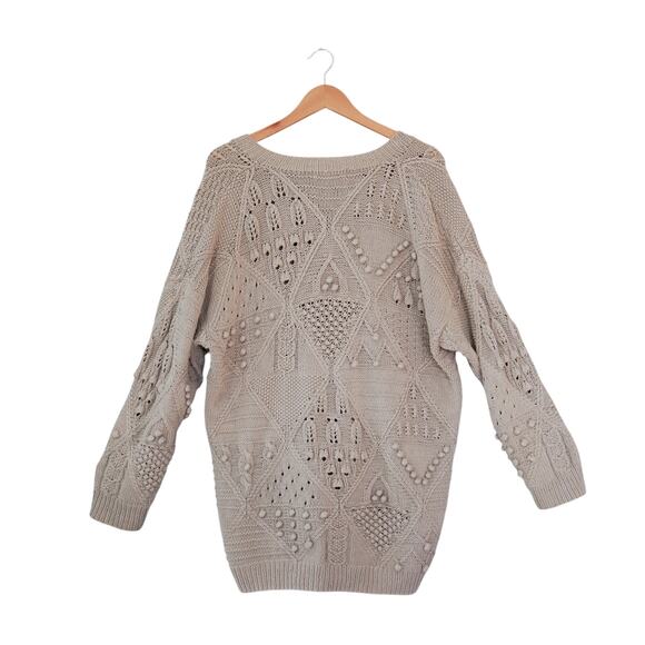 VTG 90s JAEGER Women Hand Knit Bobble Chunky Cardigan L Whimisgoth Fairy Grunge - Picture 2 of 16